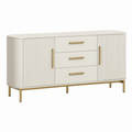 Aparador 160 x 40 x 80 cm blanco de madera con patas doradas estilo moderno para almacenamiento