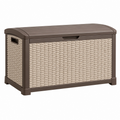 Baúl de almacenamiento 78 x 45 x 60 cm de plástico marrón beige para exterior con tapa abatible