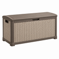 Arcón de almacenaje 118 x 55 x 60 cm de resina marrón y beige para exterior con tapa