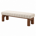 Banco tapizado 140 x 45 x 46 cm de madera marrón y tejido bouclé beige para recibidor