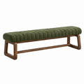 Banco 150 x 45 x 46 cm tapizado textil verde con estructura de madera estilo moderno