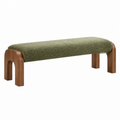 Banco 120 x 40 x 46 cm de madera marrón y tapizado verde para recibidor estilo contemporáneo