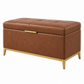 Baúl de almacenamiento 100 x 45 x 45 cm tapizado efecto piel marrón con asiento acolchado
