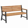 Banco de jardín 120 cm de madera y metal marrón y negro con reposabrazos