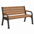 Banco de jardín 122 x 60 x 85 cm de madera y metal marrón negro con reposabrazos