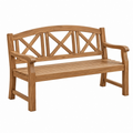 Banco de jardín 120 x 65 x 90 cm de madera natural con respaldo cruzado