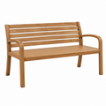 Banco de jardín 120 x 65 x 90 cm de madera marrón con reposabrazos