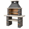 Barbacoa de obra 120 x 70 x 210 cm con piedra decorativa y parrilla de acero estilo rústico